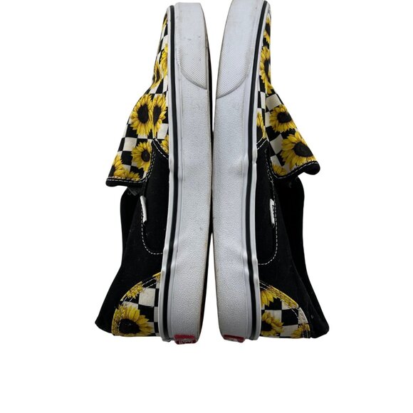 Vans Womens Sunflower Checkerboard Slip-On Shoes Size 9.5 Black & Yellow Canvas - Picture 4 of 7